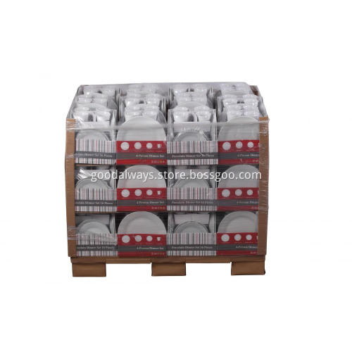 16 Pieces White Porcelain Dinner Set Shrink Packing Pallet Packing